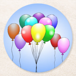 Happy Birthday Balloons Round Paper Untersetzer