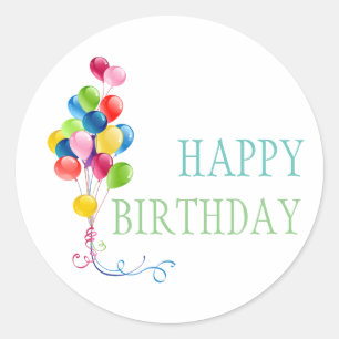 Happy Birthday Balloons Runder Aufkleber