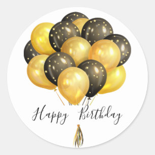 Happy Birthday Balloons Runder Aufkleber