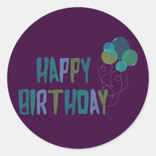 Happy Birthday Balloons Runder Aufkleber