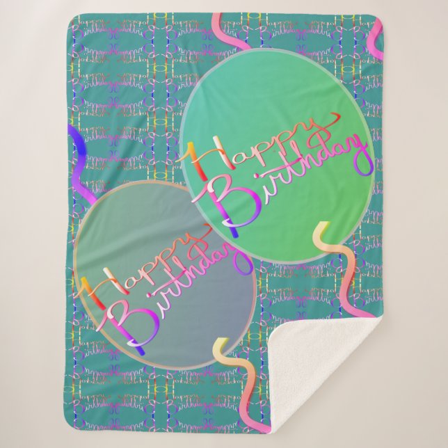 Happy Birthday Balloons Sherpa Blanket Sherpadecke (Vorderseite)