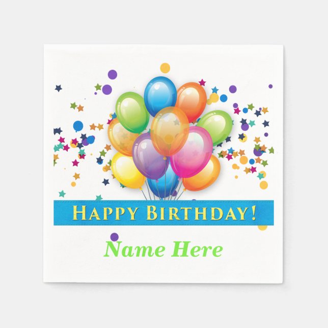 Happy Birthday Balloons - TEMPLATE CUSTOMIZE Serviette (Vorderseite)