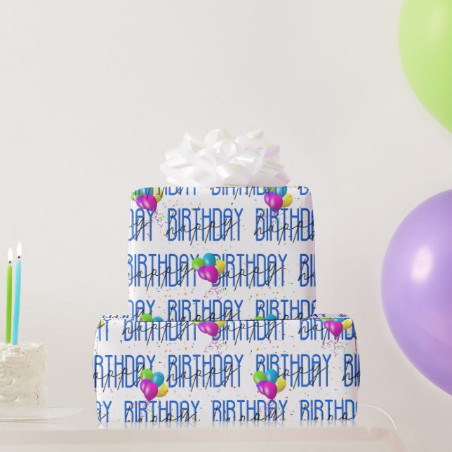 Happy Birthday Balloons und Confetti Geschenkpapier (Partygeschenke)