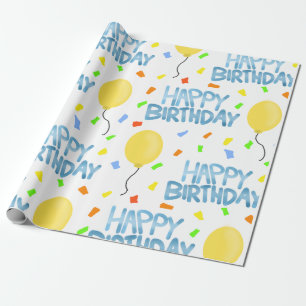 Happy Birthday Balloons und Confetti Geschenkpapier