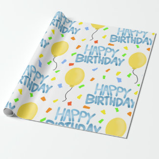 Happy Birthday Balloons und Confetti Geschenkpapier