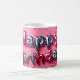 Happy Birthday Balloons und Confetti Kaffeetasse