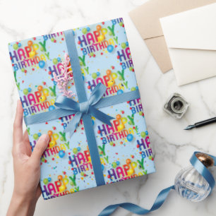 Happy Birthday Balloons und Confetti Wrapping Pape Geschenkpapier