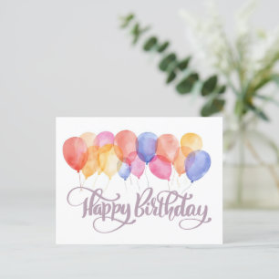 Happy Birthday Balloons Watercolor Holiday Postkarte