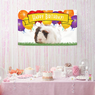 Happy Birthday Balloons Weiße Guinea Pig Gelb Banner