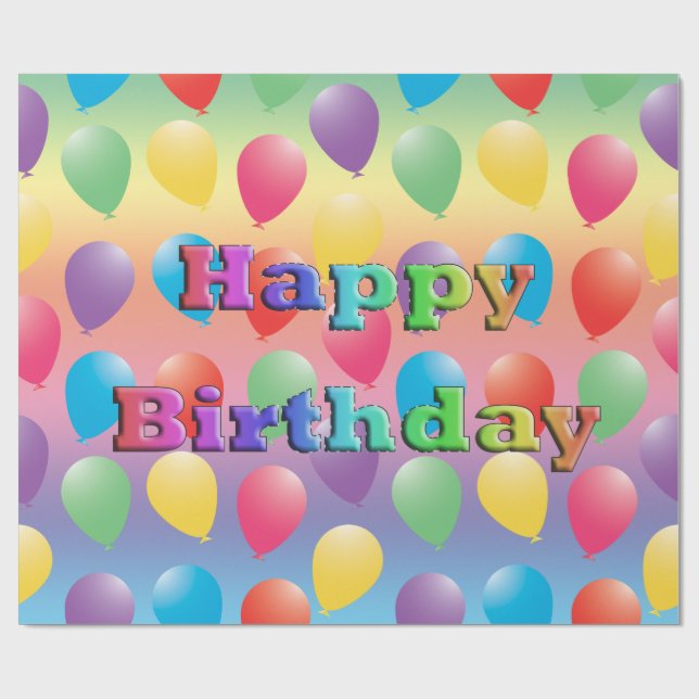 Happy Birthday Balloons Wrapping Paper Geschenkpapier (Flach)