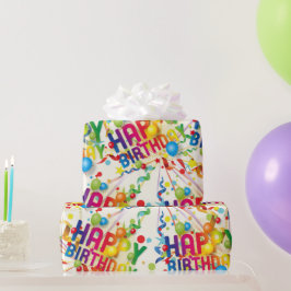 Happy Birthday Baloons and Streamers Geschenkpapier