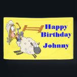 Happy Birthday Banner Mutton Bustin Kid<br><div class="desc">Herzlichen Glückwunsch zum Geburtstag mit mutton bustin rodeo Kind. Personalisieren Sie Ihre Daten mit einem anderen Namen oder ändern Sie beide Textfelder mit Ihrer eigenen Nachricht.</div>