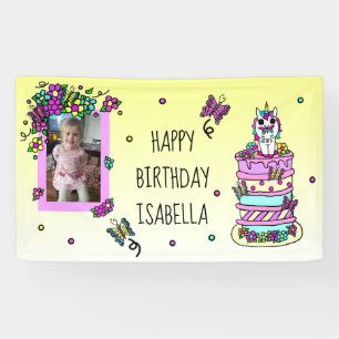 Happy Birthday Banner Personalisiert Unicorn