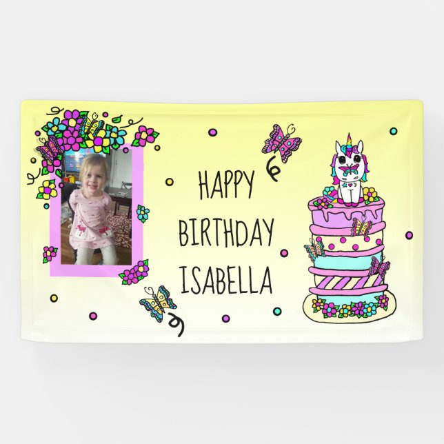 Happy Birthday Banner Personalisiert Unicorn (Horizontal)