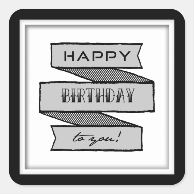 Happy Birthday Banner Typografy Stickers (Vorderseite)
