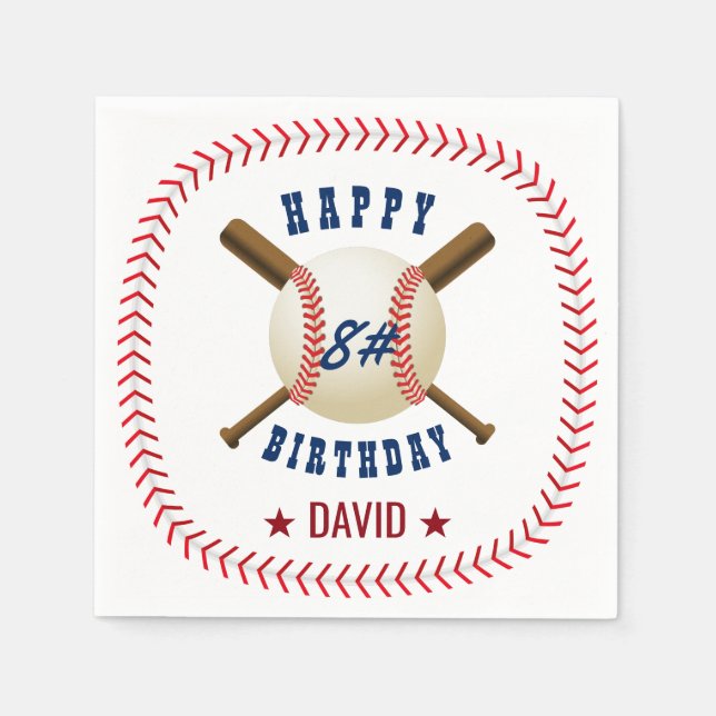 Happy Birthday Baseball Boy Sports Theme Serviette (Vorderseite)