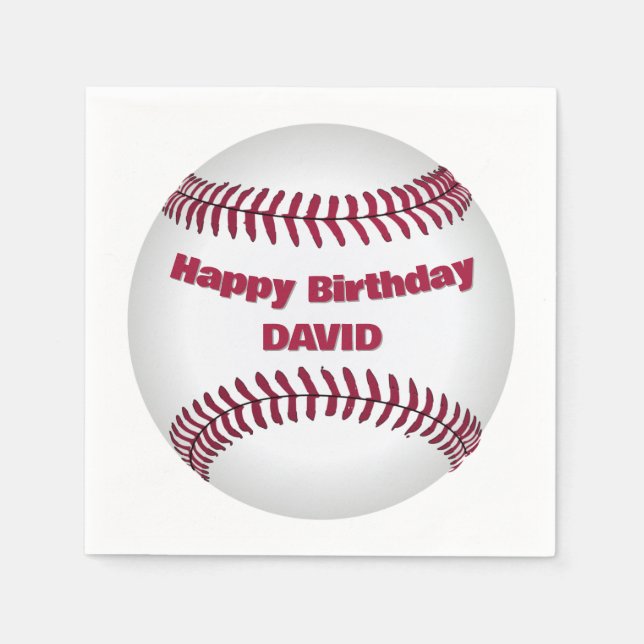 Happy Birthday Baseball mit Namen Serviette (Vorderseite)