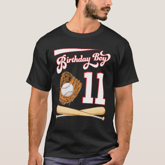 Happy Birthday Baseball Player Boy 11 Jahre alt bi T-Shirt (Vorderseite)
