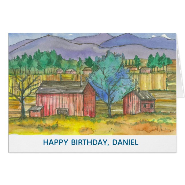 Happy Birthday Bauer Barns Fields Individuelle Nam (Vorderseite (Horizontal))