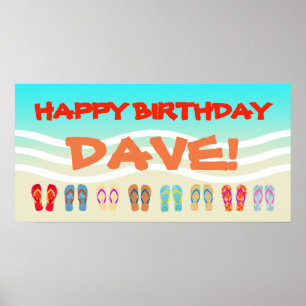 Happy Birthday Beach Party Custom Poster