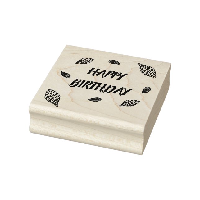 Happy Birthday Beach Party Seashells Rubber Briefm Gummistempel (Stempel)