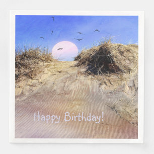Happy Birthday Beach Sunrise Serviette