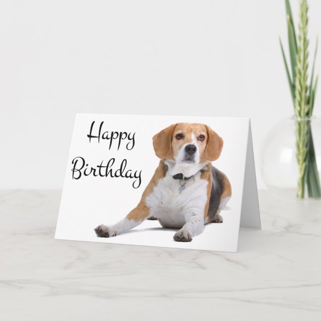 Happy Birthday Beagle Puppy Dog Grußkarte Karte (Vorderseite)