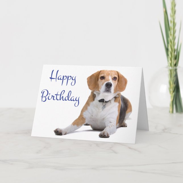 Happy Birthday Beagle Puppy Dog Grußkarte Karte (Vorderseite)