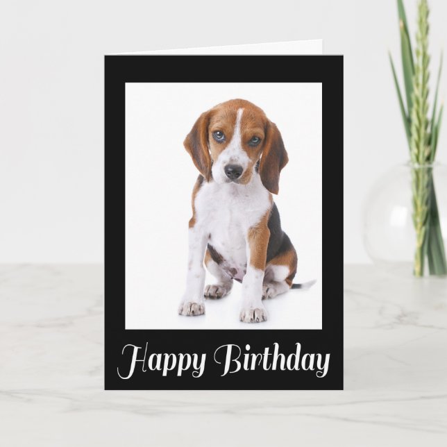 Happy Birthday Beagle Puppy Dog Grußkarte Karte (Vorderseite)