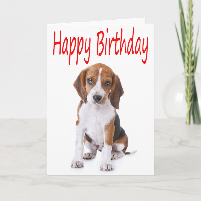 Happy Birthday Beagle Puppy Dog Grußkarte Karte (Vorderseite)