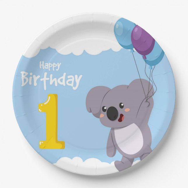 Happy Birthday Bear Pappteller (Vorderseite)