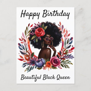 Happy Birthday Beautiful Black Queen Melanin Sista Feiertagspostkarte