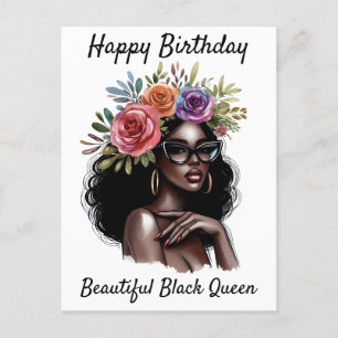 Happy Birthday Beautiful Black Queen Melanin Sista Feiertagspostkarte