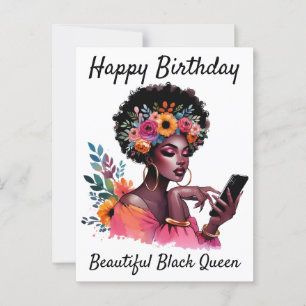 Happy Birthday Beautiful Black Queen Melanin Sista Postkarte