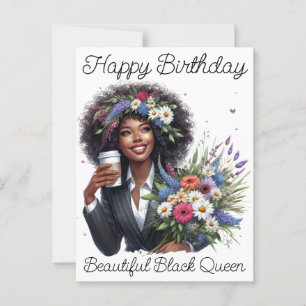 Happy Birthday Beautiful Black Queen Melanin Sista Postkarte