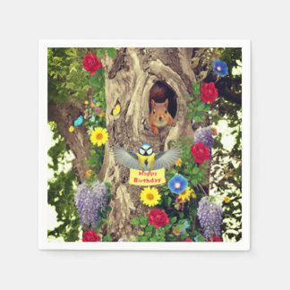 Happy Birthday Beautiful Nature Paper Napkins  Serviette