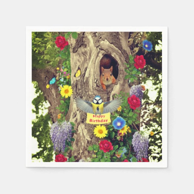 Happy Birthday Beautiful Nature Paper Napkins  Serviette (Vorderseite)