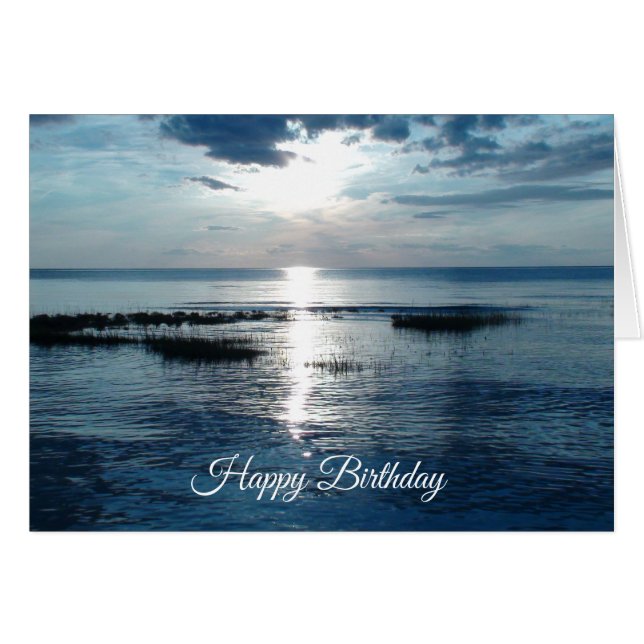 Happy Birthday Beautiful Ocean Sunset Card (Vorderseite (Horizontal))