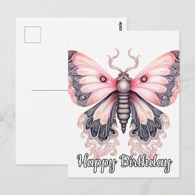 Happy Birthday Beautiful Restbutterfly Art Postkarte (Vorne/Hinten)