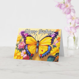 Happy Birthday Beautiful Spring Butterfly Design Karte