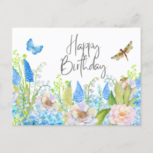 Happy Birthday Beautiful Watercolor Wildblumen Postkarte