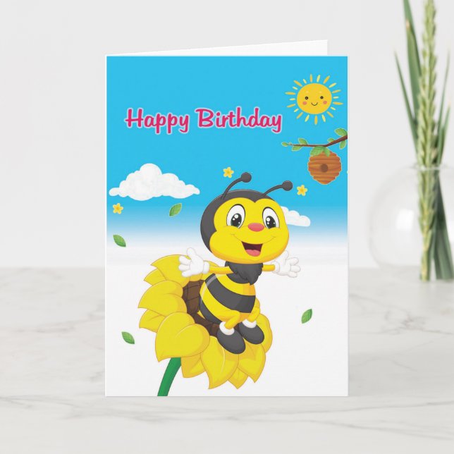 Happy Birthday Bee Card für Kinder Karte (Vorderseite)