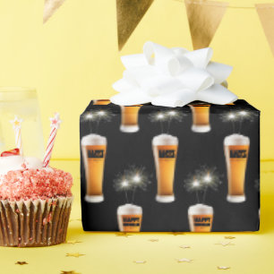Happy Birthday Beer mit Sparklern Geschenkpapier