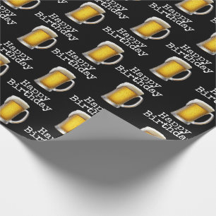 Happy Birthday Beer Tasse auf Black Geschenkpapier
