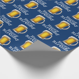 Happy Birthday Beer Tasse auf Blue Geschenkpapier