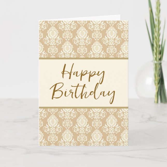 Happy Birthday Beige Vintag Paper Karte (Vorderseite)