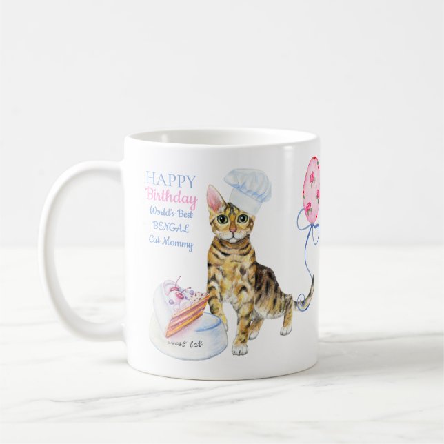 Happy Birthday Bengalisch Cat Mommy - Name hinzufü Kaffeetasse (Links)