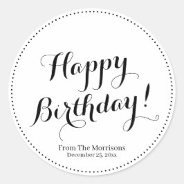 Happy Birthday benutzerdefinierte Skriptnamensgren Runder Aufkleber