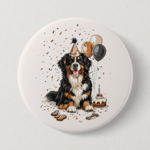 Happy Birthday Bernese Mountain Dog Button