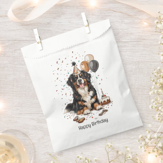 Happy Birthday Bernese Mountain Dog Geschenktütchen (Ausgeschnitten)